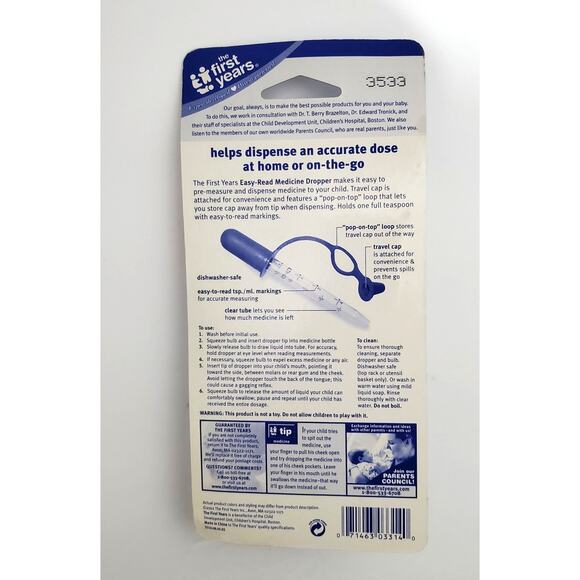 Vtg The First Years Baby Easy-Read Blue Medicine Dropper Dispenser SEALED - Picture 5 of 8